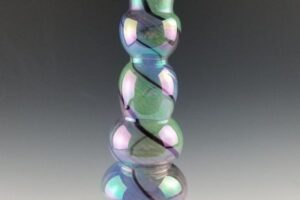 BLUE GREEN & PLUM LARGE LONGNECK BUBBLE WATER BONG