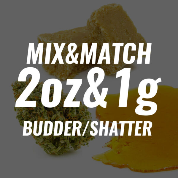 Multi Pack – 2 Oz of Flower + 1 Gram (Budder, Shatter, Crumble, Diamond, Live Resin)
