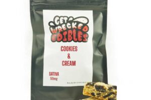 Get Wrecked Edibles – Cookies and Cream Cookie 50mg THC (Sativa)