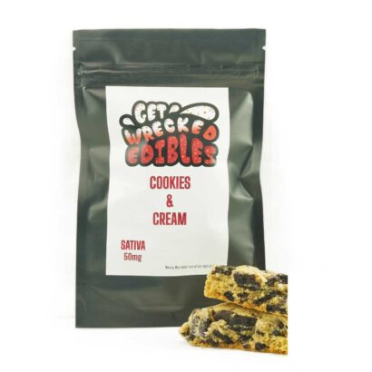 Get Wrecked Edibles – Cookies and Cream Cookie 50mg THC (Sativa)