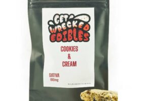 Get Wrecked Edibles – Cookies and Cream Cookie 100mg THC (Sativa)