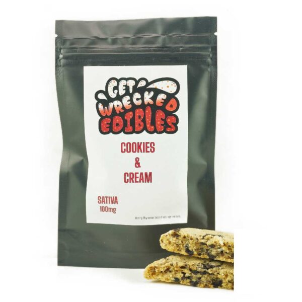 Get Wrecked Edibles – Cookies and Cream Cookie 100mg THC (Sativa)
