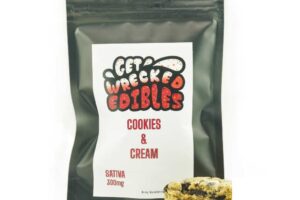 Get Wrecked Edibles – Cookies and Cream Cookie 300mg THC (Sativa)