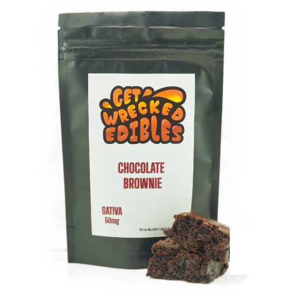 Get Wrecked Edibles – Chocolate Brownie 50mg THC (Sativa)
