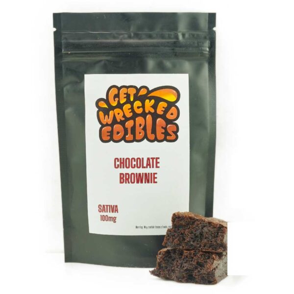 Get Wrecked Edibles – Chocolate Brownie 100mg THC (Sativa)