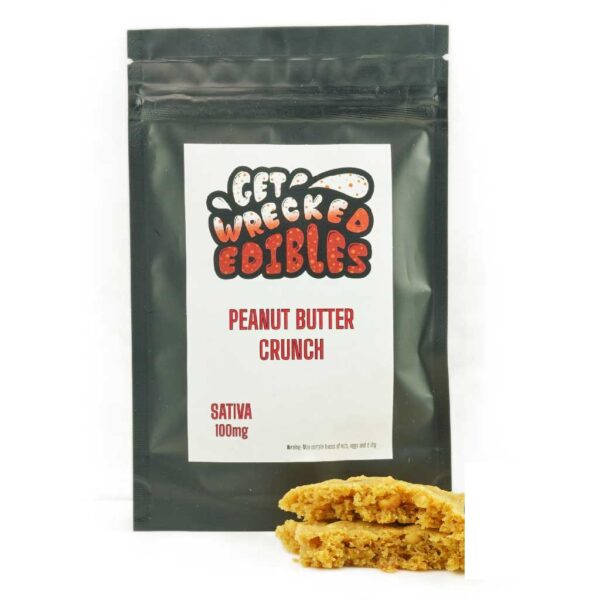 Get Wrecked Edibles – Peanut Butter Crunch Cookie 100mg THC (Sativa)