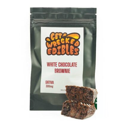 Get Wrecked Edibles – White Chocolate Brownie 300mg THC (Sativa)