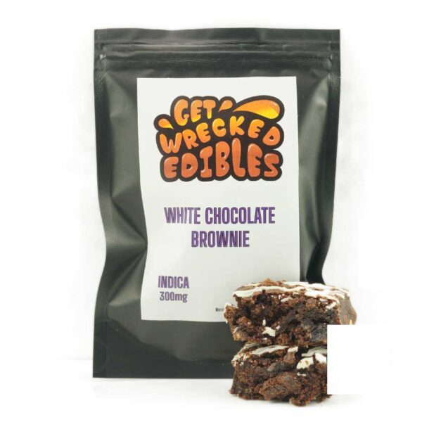 Get Wrecked Edibles – White Chocolate Brownie 300mg THC (Indica)