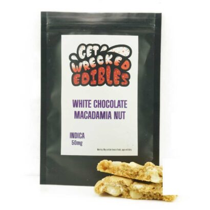 Get Wrecked Edibles – White Chocolate Macadamia Nut Cookie 50mg THC (Indica)