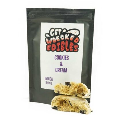 Get Wrecked Edibles – Cookies and Cream Cookie 100mg THC (Indica)