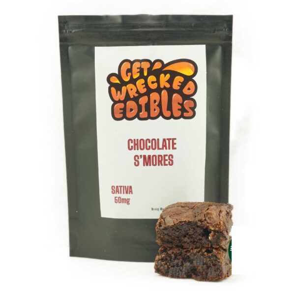 Get Wrecked Edibles – Chocolate S’mores Brownie 50mg THC (Sativa)