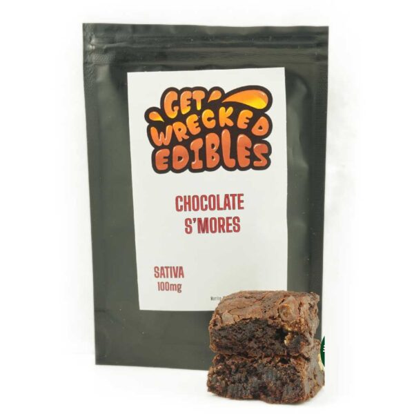 Get Wrecked Edibles – Chocolate S’mores Brownie 100mg THC (Sativa)