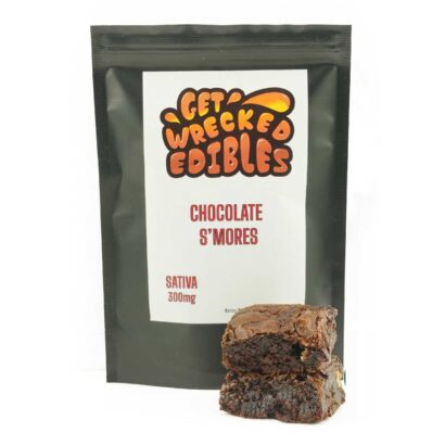 Get Wrecked Edibles – Chocolate S’mores Brownie 300mg THC (Sativa)