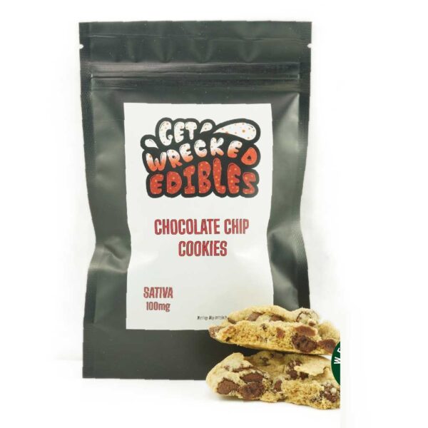 Get Wrecked Edibles – Chocolate Chip Cookies 100mg THC (Sativa)