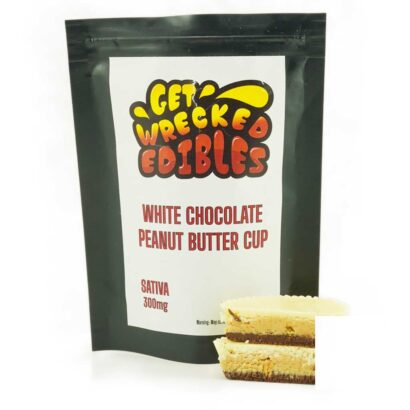 Get Wrecked Edibles – White Chocolate Peanut Butter Cup 300mg THC (Sativa)