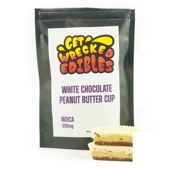 Get Wrecked Edibles – White Chocolate Peanut Butter Cup 300mg THC (Indica)