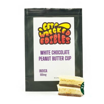 Get Wrecked Edibles – White Chocolate Peanut Butter Cup 100mg THC (Indica)