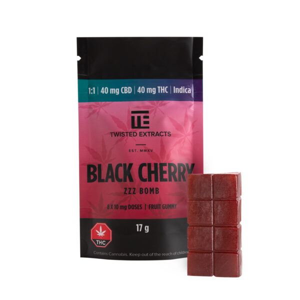 Twisted Extracts Black Cherry Zzz Bomb 1:1 40mg THC 40mg CBD Indica