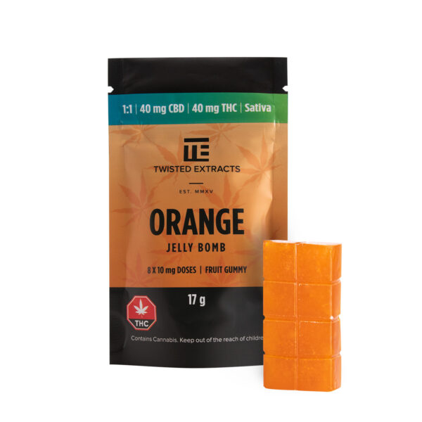 Twisted Extracts Orange Jelly Bombs 1:1 40mg THC 40mg CBD Sativa
